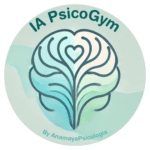 Logotipo ilustrado de IA PsicoGym por Anamaya Psicología, presenta un cerebro estilizado con un corazón en el centro, simbolizando el Bienestar Emocional. Inteligencia Artificial a tu alcance.